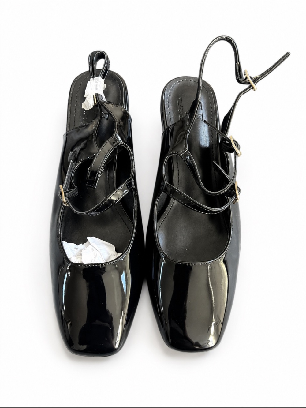 Viloporlor Black Patent Double Strap Mary Jane Block Heels 9 NWOT